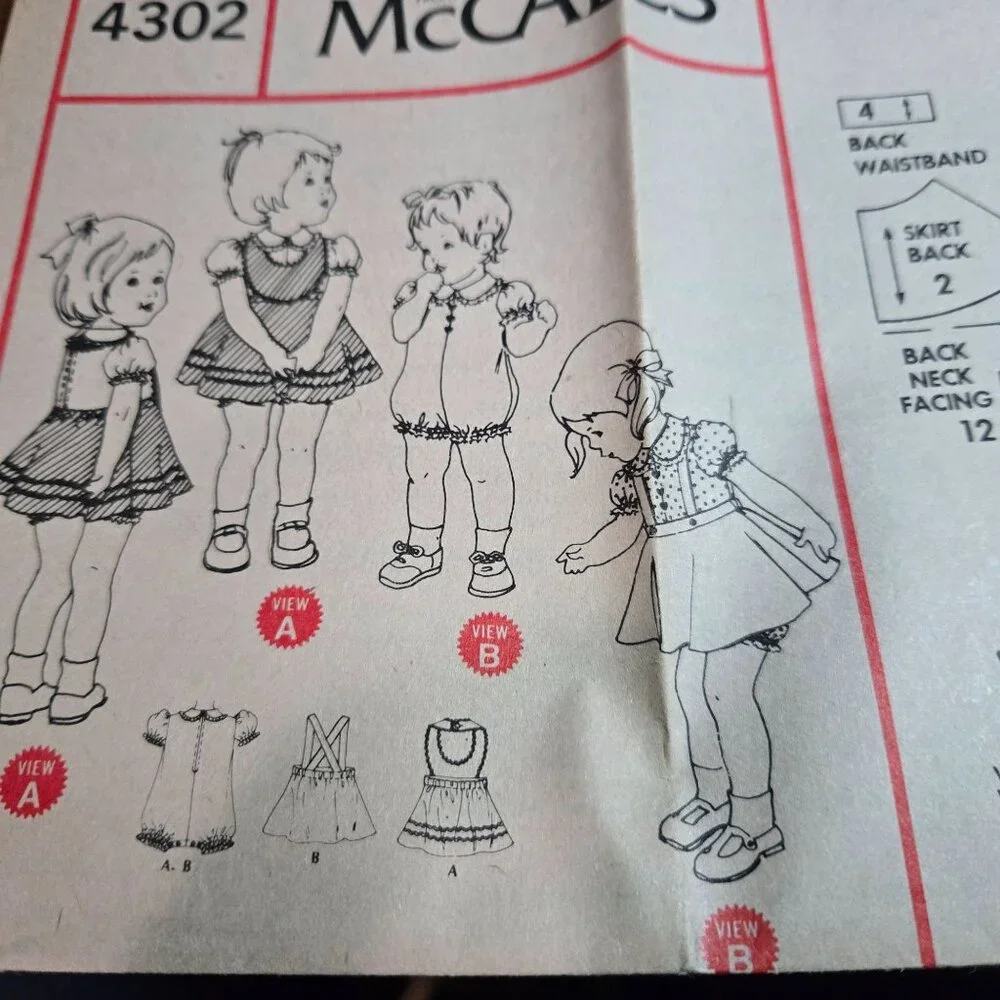 McCall's 4302 Toddlers Romper and jumper sewing pattern Size 2 Uncut 1974